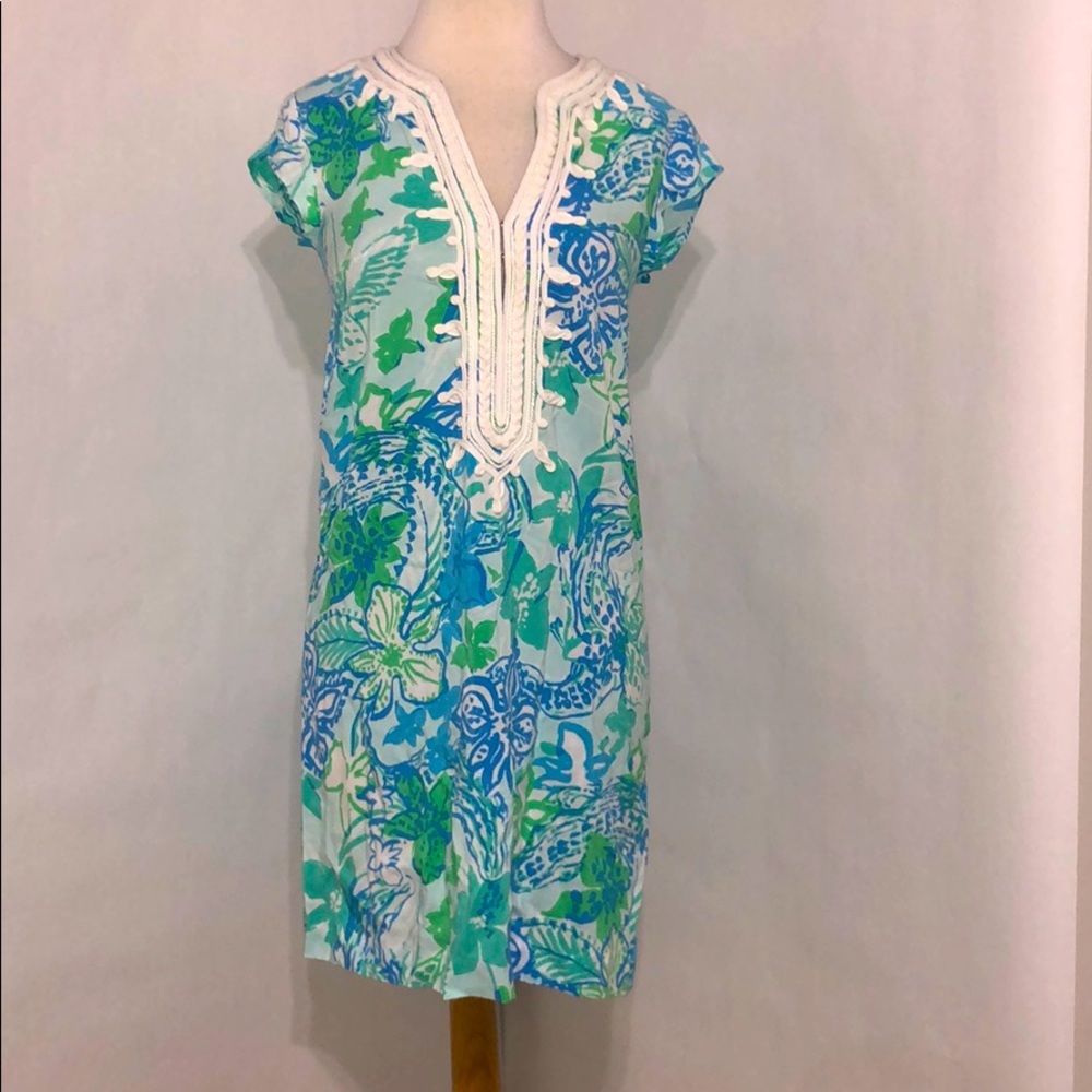 NWT Lilly Pulitzer blue & green flowered dress, XXS